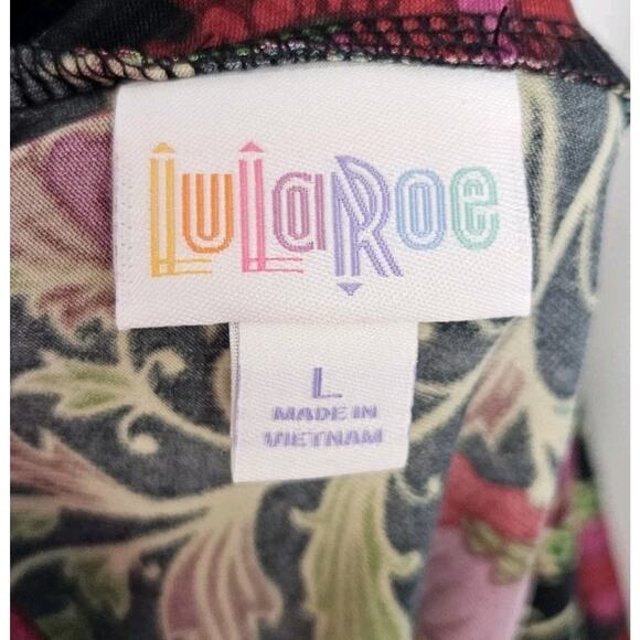 Lularoe Azure Floral Print Slinky Knee Length Pyll On A-Line Skirt Large NWT - Picture 8 of 9